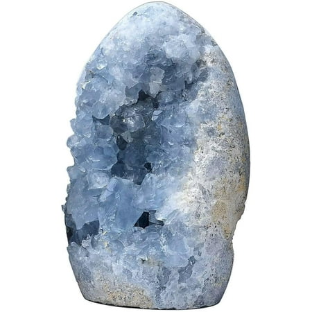 Natural Blue Celestite Geode Large Healing Crystal Stone Collection Mineral Specimen Home Office Decor Meditation Gifts 0.8-1.3 Pound Light Blue 0.8-1.3 Pound