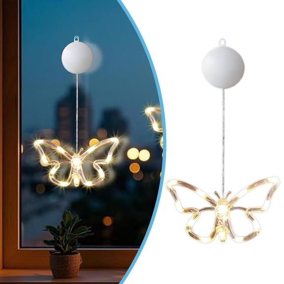 Easter LED Window Lights, Spring Decoration Window Light with Suction Cups and Timer, Battery Operated Easter Hanging Lights for Window Door Home Decor