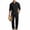 Black, variant on Men's Summer Cotton Linen Suit Set, Lightweight Breathable Button Down Shirt and High Waist Belted Pleated Golf Trousers 2 Piece Set for Beach & Daily Wear Big and Tall Size S-3XL Khaki