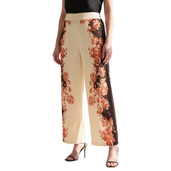 Roaman's Women's Plus Size Printed Wide Leg Pant