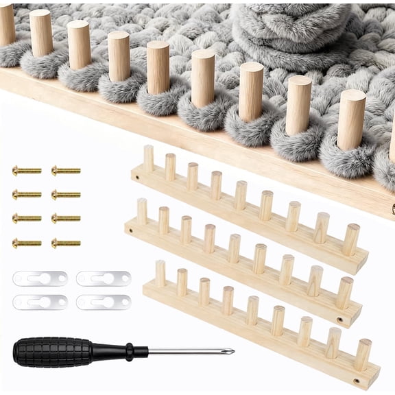 Yarniss 47" Chunky Blanket Loom Kit, Wooden Knitting Loom Frame for Hand, Thick Yarn Knitting Tools for Beginner 2 Packs