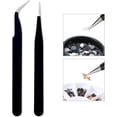 thumbnail image 4 of Yadiana Ensemble de Pinces à Cils - Pinces de Précision en Acier Inoxydable Professionnel pour Extensions de Cils, Inclut des Pinces à Pointe Droite et Courbée (Noir, 2 Pcs), 4 of 7