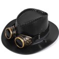 thumbnail image 7 of Jiibva Western Cowboy Hat Leather Vintage Sun Cap Large Curved Wide Brim With Windproof Goggles for Men and Women, 7 of 7