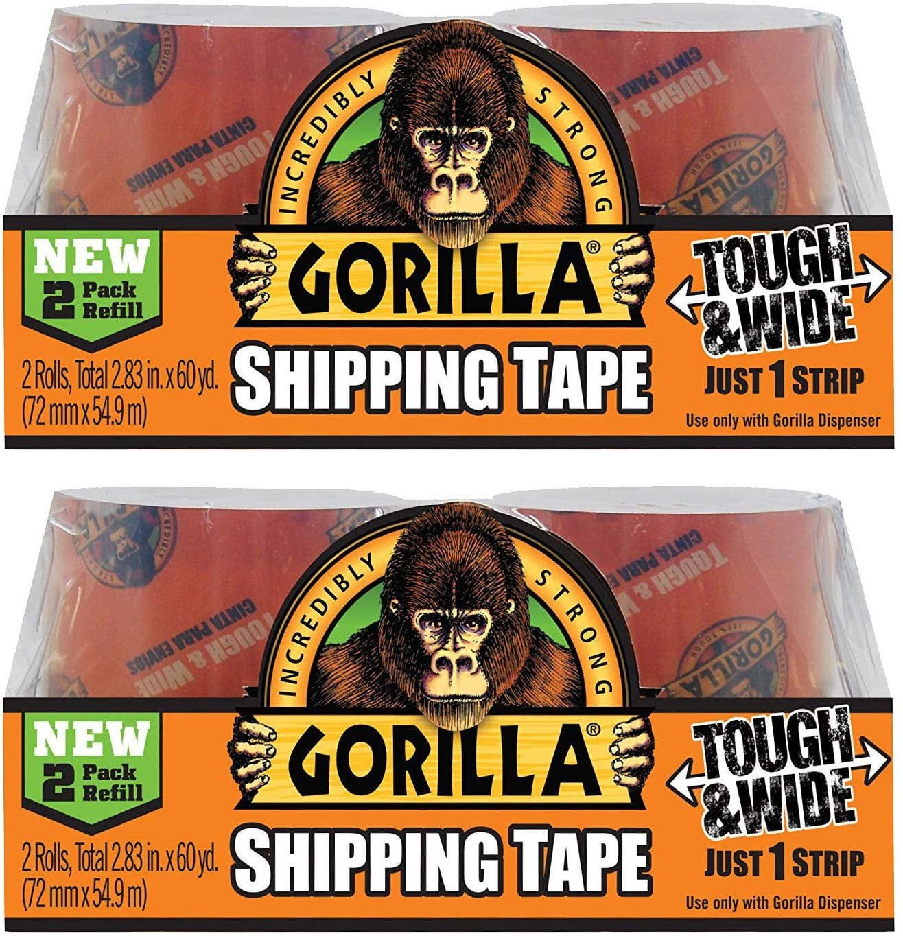 Gorilla Packing Tape Tough & Wide Refill, 2.83" x 30 yd. (4 Rolls)