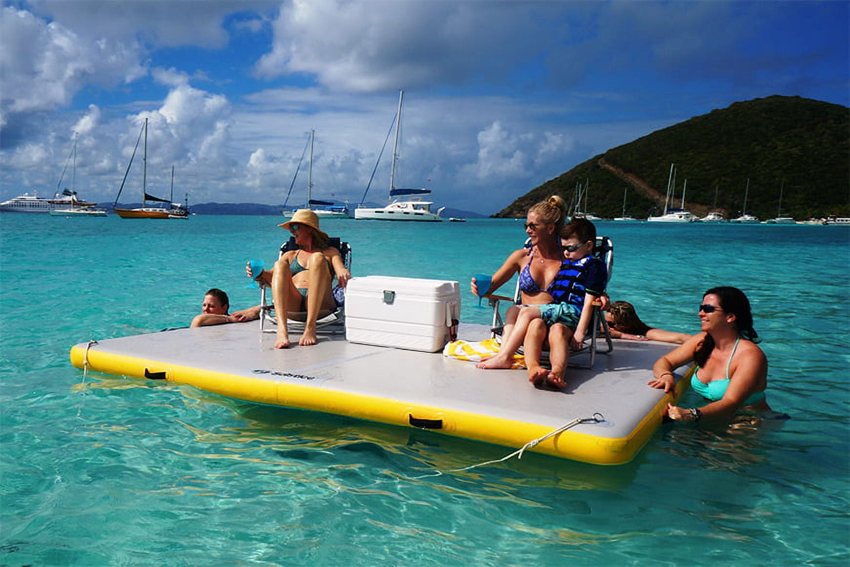 Swimline Solstice inflatable Floating Dock with 6 Stainless Steel D-rings, 10' x 10' x 6"