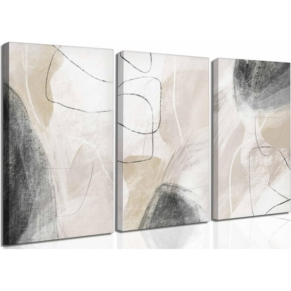 3 Pcs Modern Navy Blue Abstract Canvas Wall Art Minimalist Geometric Smoke Ombre Ink Painting Picture Wall Decor Poster Print Artwork for Living Room Bedroom Office Home Decoration Unframed