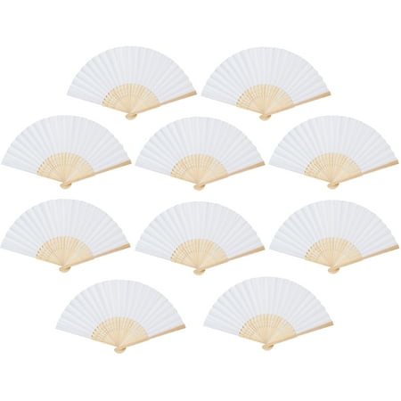 

Charmed Paper Hand Fans Bamboo Folding Fan Wedding Gift Party Favor; 10 pieces; WHITE; 8.25