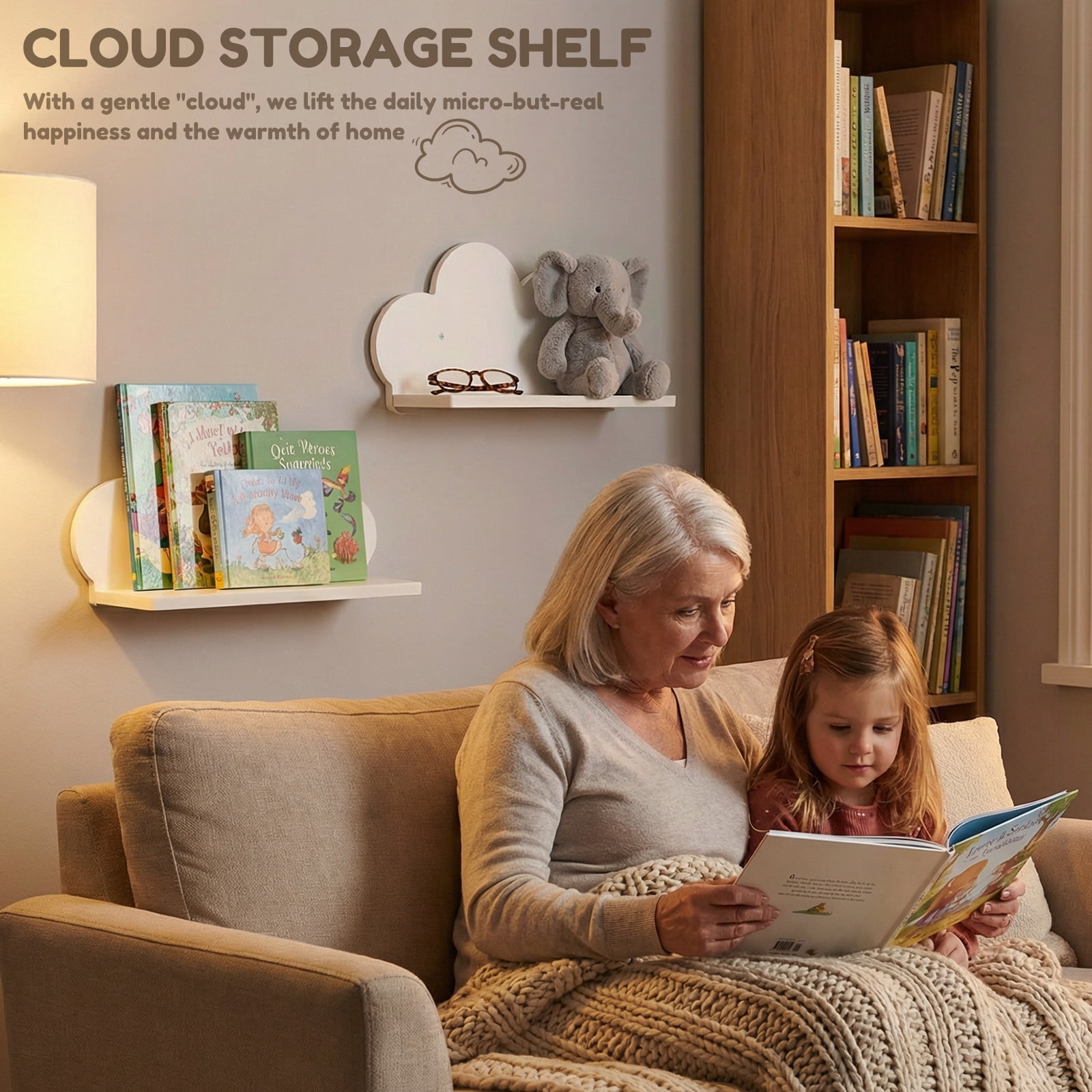 Threns Cloud Floating Corner Shelves - Set of 3 Cloud Corner Wall Shelves for Kid’s Room, White Floating Shelf Nursery Wall Deor, Small Cute Clouds Dispaly Shelf for Toys, Plants and Storage