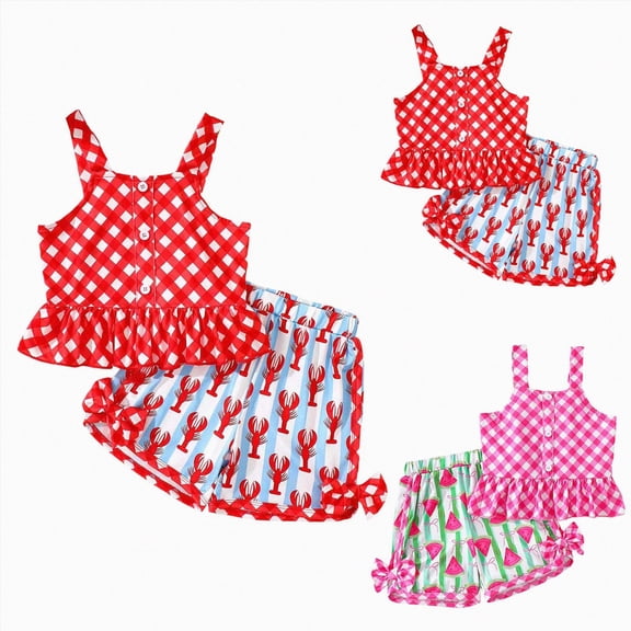 Splozh Baby Girl Summer Outfit Cute Beach Casual Holiday Sleeveless Dress Top Shorts 2PCS Baby Girl Summer Outfits Baby Clothes for Girls Pink,12-18 Months
