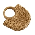thumbnail image 2 of 1pc Straw Woven Half Moon Handbag Large Capacity Handheld Pouch, 2 of 9