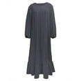 thumbnail image 3 of New Women's Long Robes For Spring And Autumn With Long Sleeves Retro Long Dress With Solid Color And Ruffled Hem. Summer Maxi Dress for Women Casual Summer Dress for Women Comfortable Dress Travel, 3 of 3