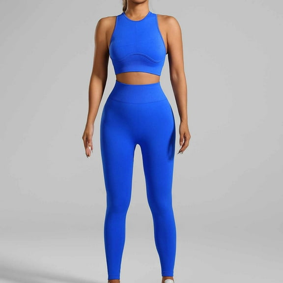 QUINDOS Yoga Pants for Women Set 2 Piece Workout Tank Tops and Full Length Tummy Control Sliming Leggings