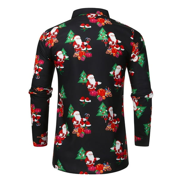 Camisas Navidenas Para Hombre Moda de Otono E Invierno Camisa Informal de Navidad Camiseta de Manga Larga Odeerbi ODB121763 Walmart en linea
