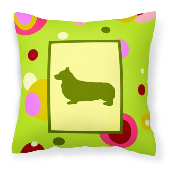 Carolines Treasures CK1131PW1414 Corgi Decorative   Canvas Fabric Pillow 14Hx14W multicolor