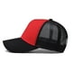 thumbnail image 3 of Gorra de béisbol transpirable de algodón simple, clásica, roja, negra, con parches, de malla, plana, 3 of 5