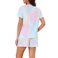 thumbnail image 3 of INSPIRE CHIC Women's Pajama Sets 2 Piece Short Sleeve Top and Shorts Loungewear Sleepwear with Pockets L Tie-dye Pink, 3 of 6