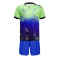 thumbnail image 3 of Hansber Kids Boys Basketball Soccer Jersey Tracksuit Quick Dry Athletic T-Shirt with Sports Shorts Set Summer Outfits Fluorescent Green 14, 3 of 5