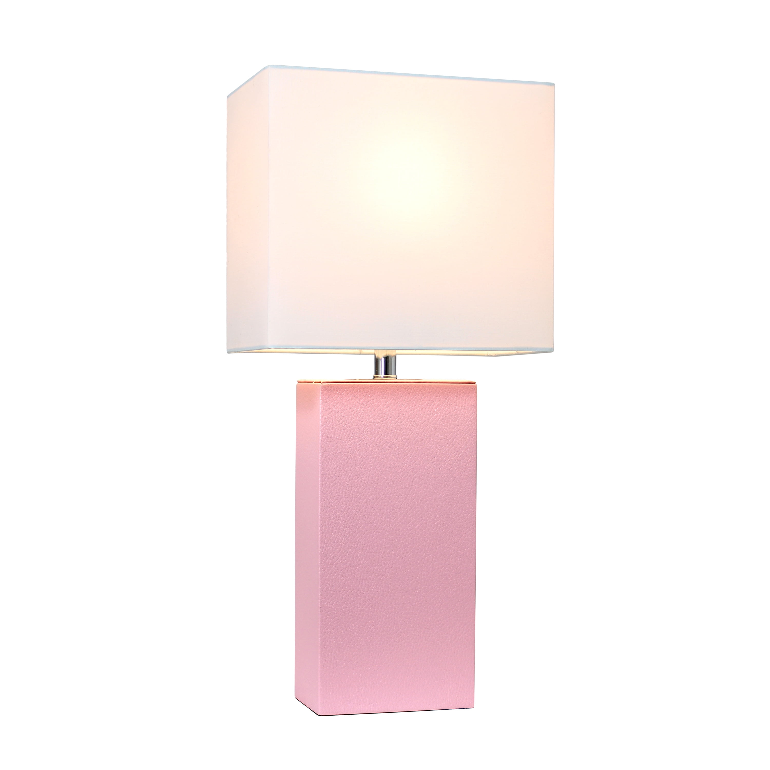 Lalia Home 21" Leather Modern Bedside Table Lamp with LED Bulb, Pink