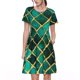 thumbnail image 1 of Easygdp Green Mosaic Glass para Vestido Transpirable de Mujer, Vestido Suelto de Manga Corta con Pliegues y Bolsillos para el Verano, 1 of 6
