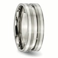 thumbnail image 4 of Titanium Grooved Sterling Silver Inlay 8mm Brushed Band, 4 of 9