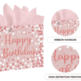 thumbnail image 6 of Large Birthday Gift Paper Bags with Tissue Paper and Card (1Pcs，Pink), 6 of 6