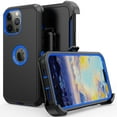 thumbnail image 3 of Xhy iPhone 13 Pro Max Case + Screen Protectors + Camera Lens Protector, Heavy Duty Hard Shockproof Armor Protector Case (Black+Dark Blue), 3 of 7