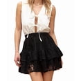 thumbnail image 2 of Women Pleated Mini Skirt Lace Ruffle Short Skirt High Waisted Floral Layered Skirts, 2 of 10