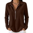 thumbnail image 3 of akafmk Womens Sweatshirts Quarter Zip Pullover Waffle Knit Tops Long Sleeve Collared Solid Color Comfortable Fall Clothes, Size S, 3 of 8