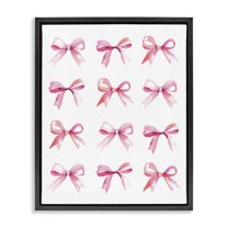 Stupell Industries Pink Bows Rows Beauty & Fashion Painting Black Floater Framed Art Print Wall Art, 25 x 31