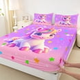 thumbnail image 4 of Erosebridal Colorful Kawaii Unicorn Full Size Sheets For Girls,Watercolor Stars Print Kids Bed Sheets 4 Pieces, 4 of 6