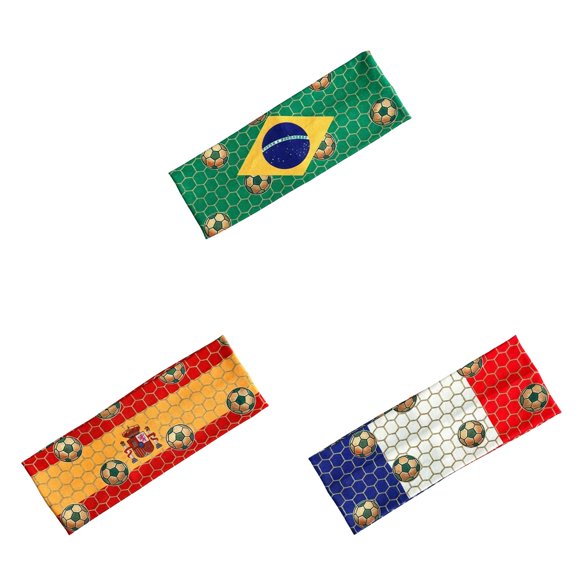 WUSUOWEI 3PCS Flag Tie Headbands,Turban Sport Headwear with National Flag,Fabric Hair Band,Breathable Bandana,National Flag Sweatband for National Sports Events,Sport Fans,Soccer Fans