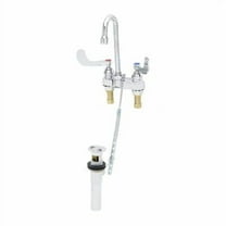 T&S Brass - Medical Lav Faucet, Deck Mount, Swivel/Rigid Gooseneck, Aerator, 4'' Handles, Pop-Up Drain