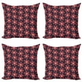 thumbnail image 1 of Flower Throw Pillow Cushion Case Pack of 4, Doodle Style Botanical Elements on a Dark Toned Background, Modern Accent Double-Sided Print, 4 Sizes, Magenta Grey, by Ambesonne, 1 of 2