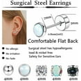 thumbnail image 5 of Surgical Steel Earrings for Sensitive Ears Hypoallergenic 20G Stainless Steel Stud Hoop Earrings for Women Men Small Opal Ball CZ Surgical, 5 of 5