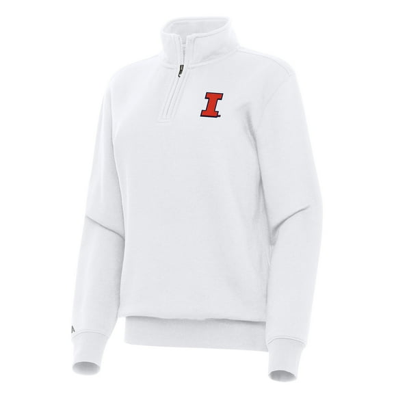 Women's Antigua White Illinois Fighting Illini Victory Quarter-Zip Sweatshirt