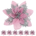 thumbnail image 2 of Gymnture christmas 12pcs Christmas Poinsettia Flower Ornaments with Clip Decorative Poinsettia Flower Artificial Flower Decor, 2 of 11