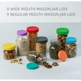 thumbnail image 5 of 18 Pack 9 Wide Mouth & 9 Regular Mouth Mason Jar Lids with Silicone Rings,Thickened Leak-proof Lids Fit Ball,Kerr and More, 18 Color Plastic Lids, 86mm &70mm Plastic Mason Jar Lids, 5 of 7