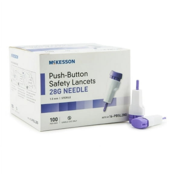 McKesson Push-Button Safety Lancets ''28 Guage, 100 Count'' 4 Pack