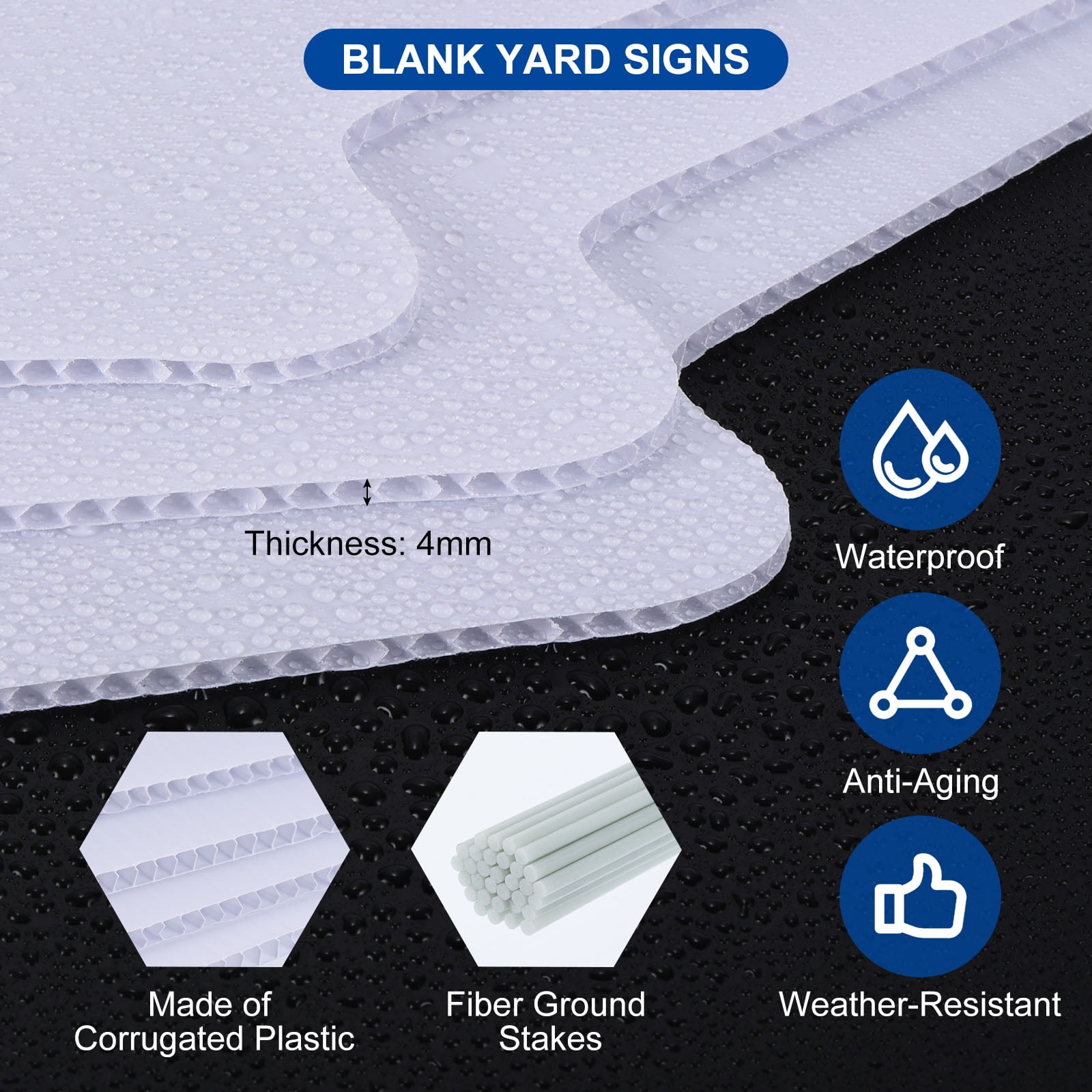 Uxcell 16Pcs 17x6" Blank Arrow Signs with 32Pcs Stakes Wedding Directional Yard Signs, White