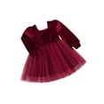 thumbnail image 1 of Honganda Robe de Noël en Velours pour Bébés Filles Manches Longues Bouffantes Robe en Tulle Bouffante Robe pour Tout-Petits, 1 of 9