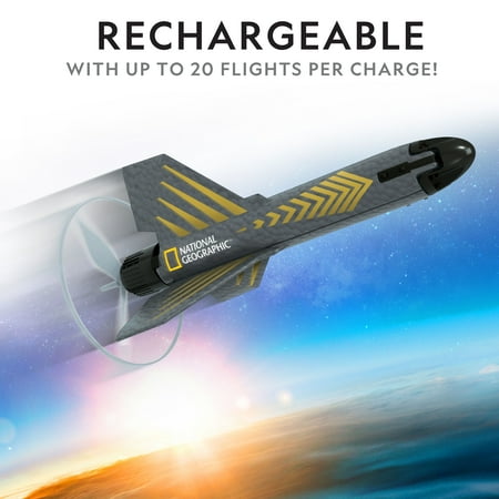 NATIONAL GEOGRAPHIC Rocket Launcher for Kids – Motorized Air Rocket, Self-Launching Rocket Toy with Safe Landing, Launch Rocket up to 200 ft.