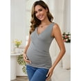 thumbnail image 6 of DARING DIVA Women's Nursing Tank Wrap V-Neck Ruched Breastfeeding Tops L 2 Pack Gray, 6 of 7
