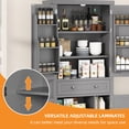 thumbnail image 4 of Craftian 72'' Tall Kitchen Pantry Cabinet with Drawer, 4 Door Pantry Storage Cabinet with Adjustable Sliding Shelve, Freestanding Buffet Cupboards, Food Pantry Cabinet for Dining Room, Kitchen, Gray, 4 of 11