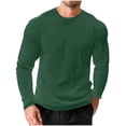 thumbnail image 5 of Aobny Tee Shirts Oversized Waffle Plain Mens T Shirt Long Sleeve Big & Tall Crew Neck Muscle Men Shirt,Green,3XL, 5 of 5