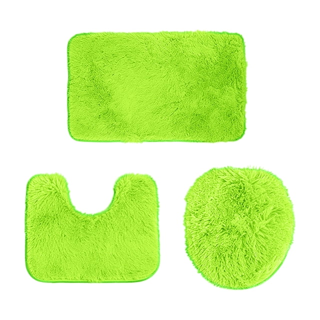 Bathroom Rug Mat Set, 3-Piece Solid Color Soft Absorbent Shower Floor Mat with U-Shaped Contour and Toilet Seat Cover, Machine Washable Non-Slip Bath Rug