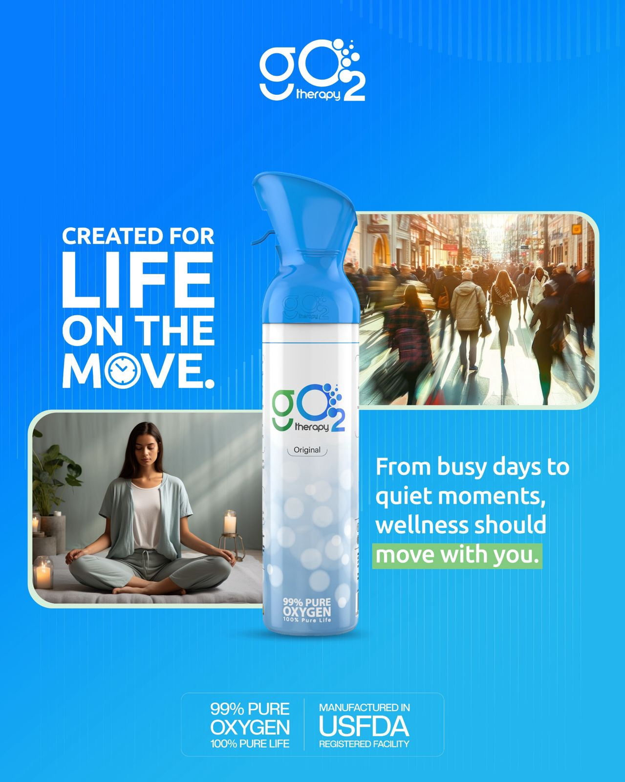 gO2Therapy Up to 450 Inhalations, 12L| Portable Oxygen Canister with 4 Fragrances