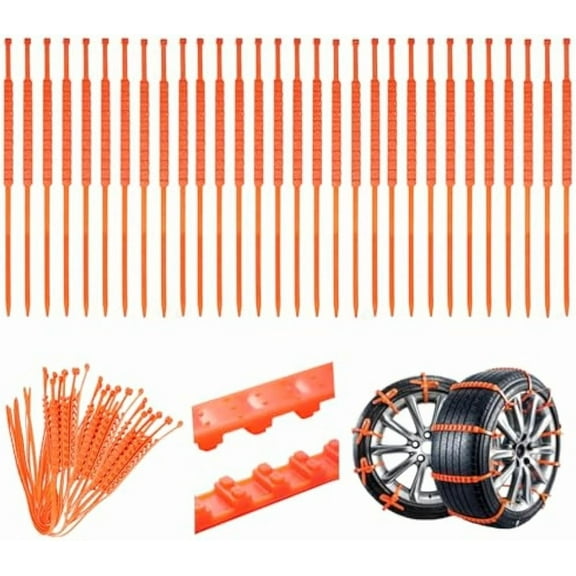 Universal Anti-Skid Snow Tire Chains, 35.82*0.78 In Snow Chains for Car Tires, Reusable Winter Safety Chains for 145-295mm Tires