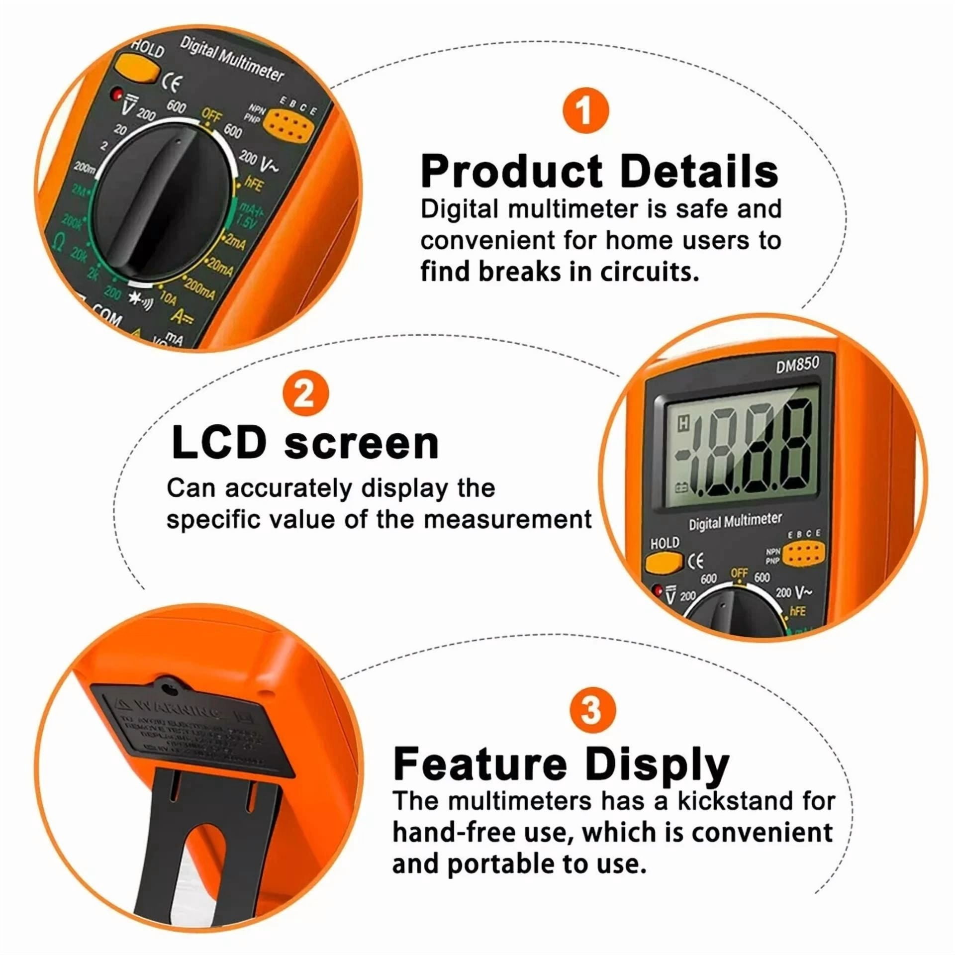 BUTTERFLY- Lcd Digital Multimeter Voltmeter Ammeter Ohmmeter Volt Ac Dc Tester Leads Meter