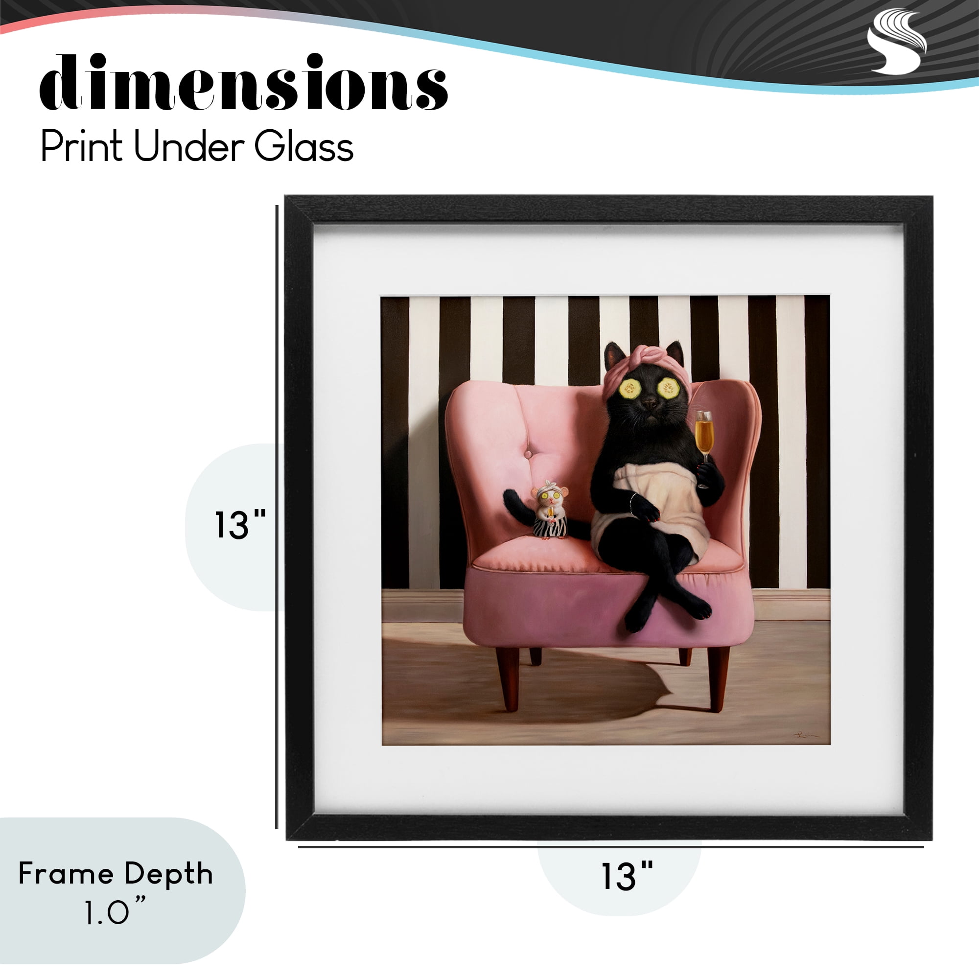 Stupell Industries Pamper Party Cat Black Framed Print Under Glass, design by Lucia Heffernan