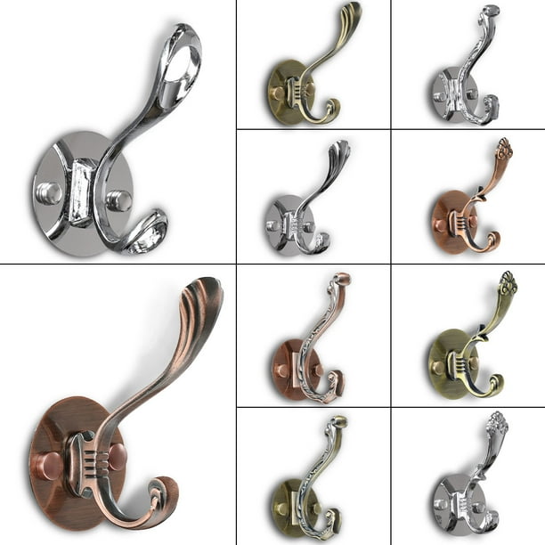 Uxcell 5 Pack 4 3 Dual Wall Mounted Rope Hooks Wall Hooks Copper Tone Plating Walmart Com Walmart Com